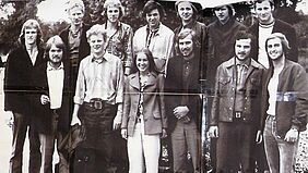 Gruppenbild aus dem Jahre 1972 mit Alumnis der Fachrichtung Maschinenbau,  Jahrgang 1972